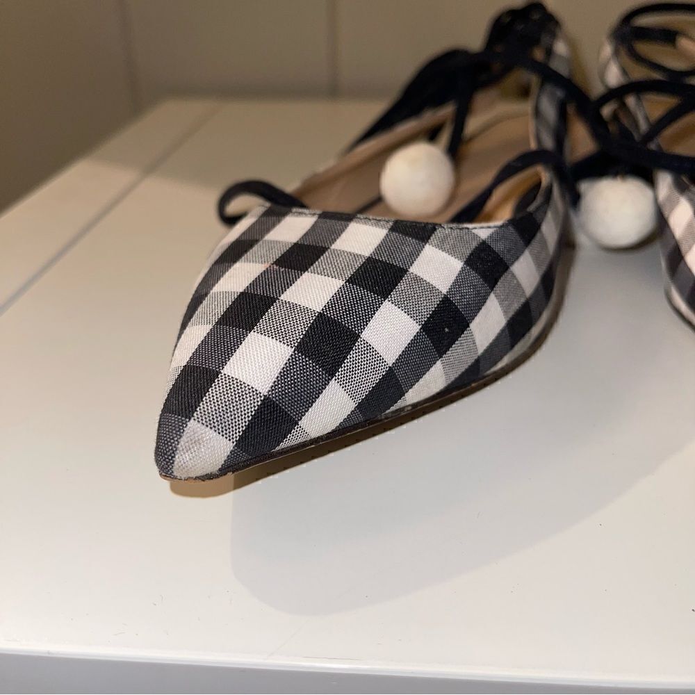 J. Crew Slingback Gingham Lace-Up Flats - Picture 3 of 4